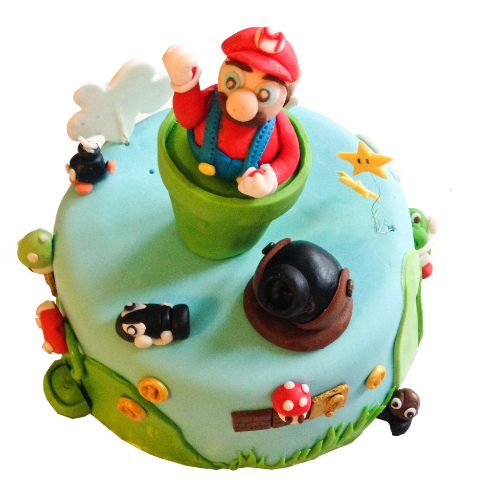Gâteau Mario Bros en pâte à sucre